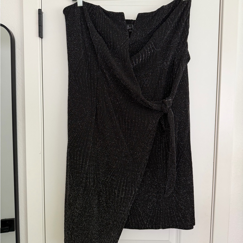 Sparkle Black Wrap Mini Dress 2X